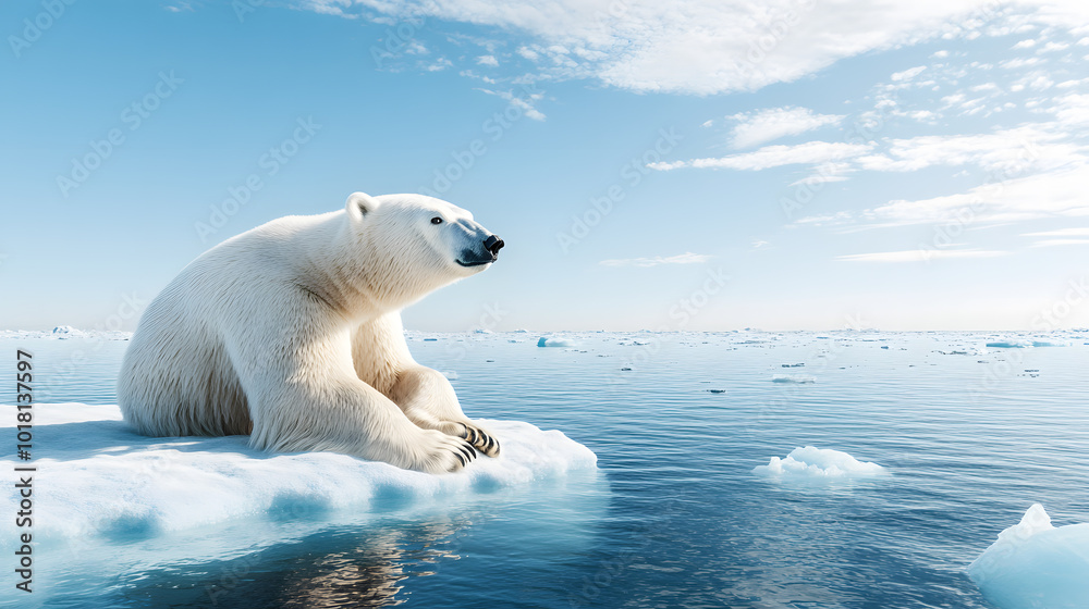 Climate crisis polar bear stranded on a shrinking ice Climate crisis polar bear stranded on a shrinking ice