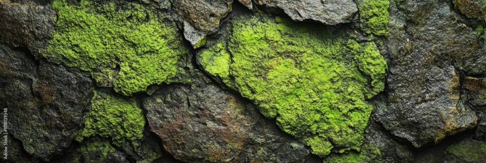 Vibrant green moss enveloping weathered stone, showcasing nature's resilience and beauty in a harmonious blend of color and texture Vibrant green moss enveloping weathered stone, showcasing nature's resilience and beauty in a harmonious blend of color and texture