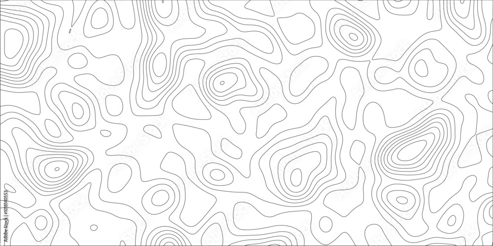 Ocean topographic line map with curvy wave isolines vector illustration. Abstract topographic contours map background, Vector contour topographic map. Cartography texture abstract banner use. Ocean topographic line map with curvy wave isolines vector illustration. Abstract topographic contours map background, Vector contour topographic map. Cartography texture abstract banner use.