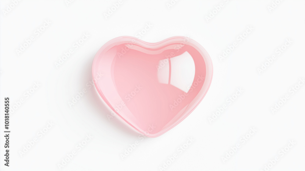 pink heart isolated on white background, A pink 3D heart with a bouncy jelly texture