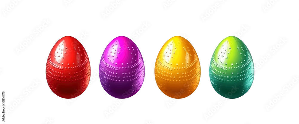 Four Shiny Easter Eggs in a Row