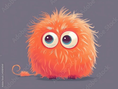 Fluffy creatures, with big eyes, flat design illustration photo