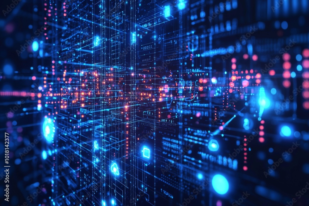 Digital Technology background of data and network created with Generative AI Digital Technology background of data and network created with Generative AI