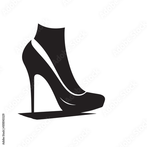 Shoe vector logo. High heel shoe vector silhouette design. women's shoes silhouette vector design. 