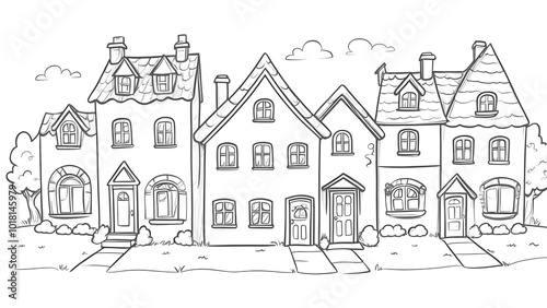 Wallpaper Mural Simple houses sketch graphic, suitable as background Torontodigital.ca