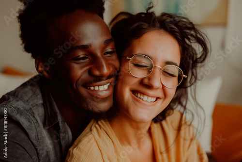 happy multiracial couple