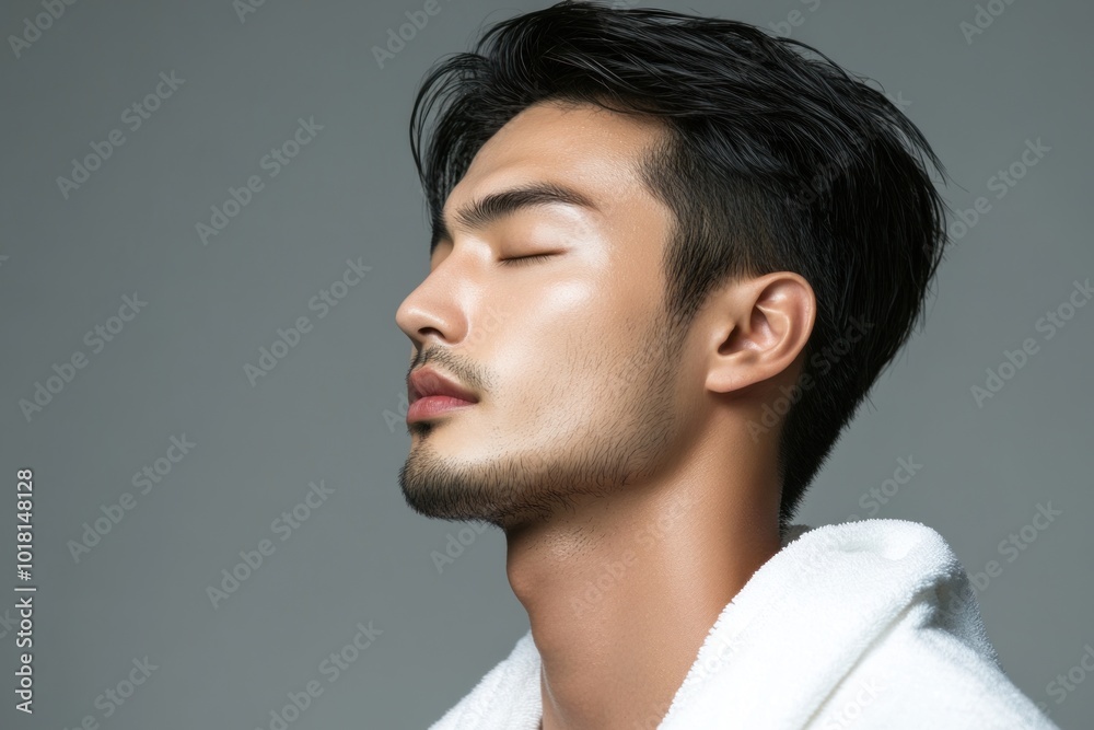 Close-up Portrait of a Man with Closed Eyes Close-up Portrait of a Man with Closed Eyes