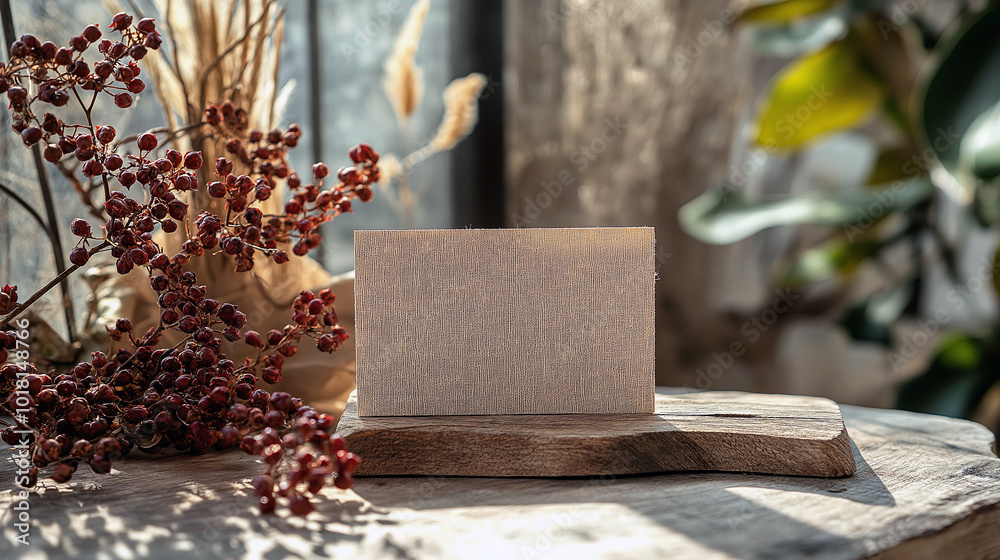 A wooden table with a small wooden block on it A wooden table with a small wooden block on it