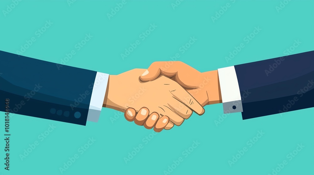 Agreement handshake on turquoise background Agreement handshake on turquoise background