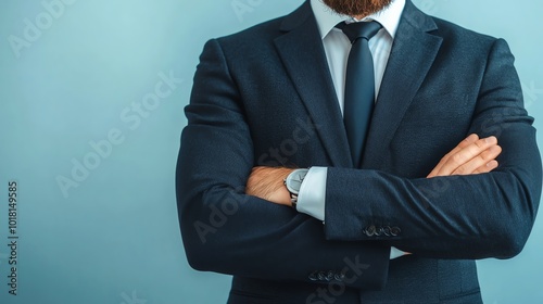 Confident businessman in suit with arms crossed