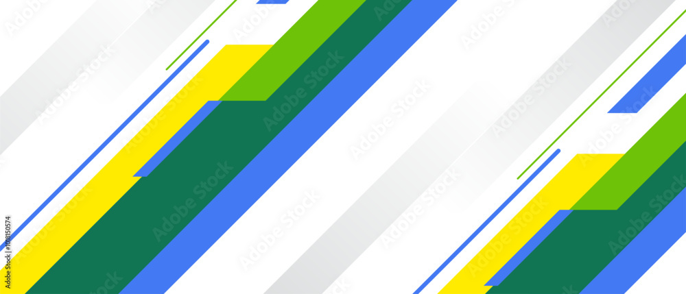 Abstract Geometric Background With Blue Yellow Green Stripes Design
