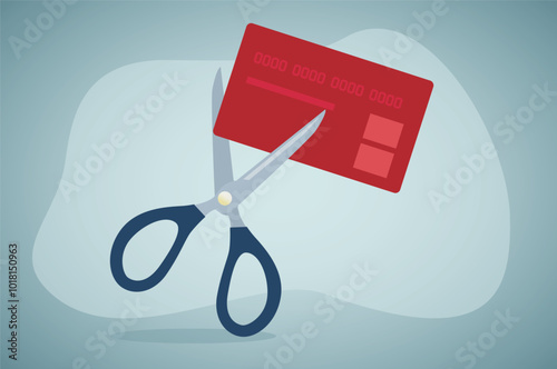 Loan cancellation. Cutting credit card. Concept of cost reduction. Loan repayment.Bank service abstract concept. Credit rating. Flat business illustration.
