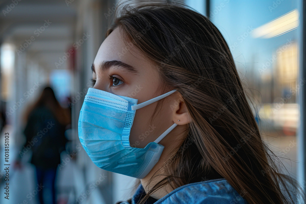 Covid global sefety campaign, Generative AI photo of people in protective facial mask quarantine pandemia Covid global sefety campaign, Generative AI photo of people in protective facial mask quarantine pandemia