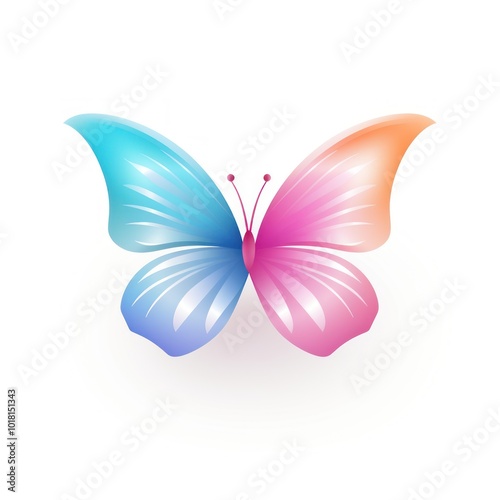 Elegant Gradient Butterfly Illustration. Vibrant Abstract Insect Design on White Background