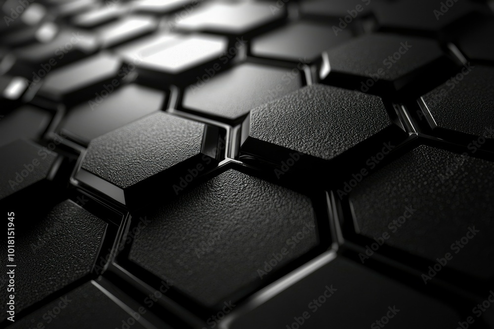 Fototapeta premium Close-Up of Black Hexagonal Pattern with Textured Surface