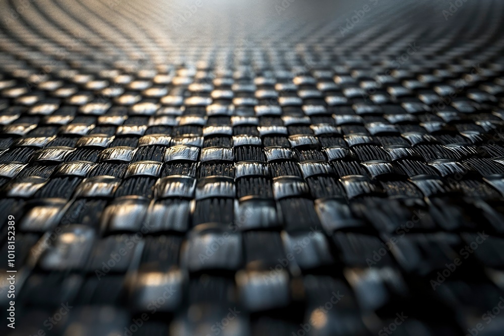 Close-up of a Black Woven Fabric with a Checkered Pattern Close-up of a Black Woven Fabric with a Checkered Pattern