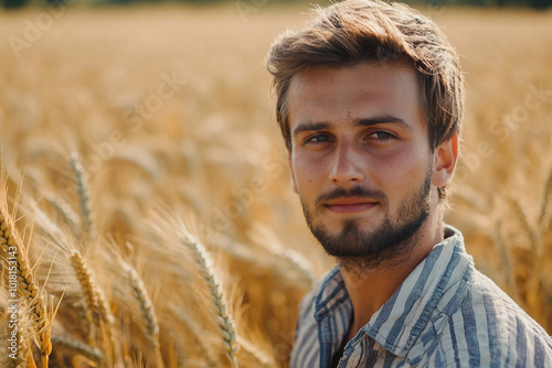Happy person gathering harvest bounty fall summer season, farmland marsh garden Generative AI