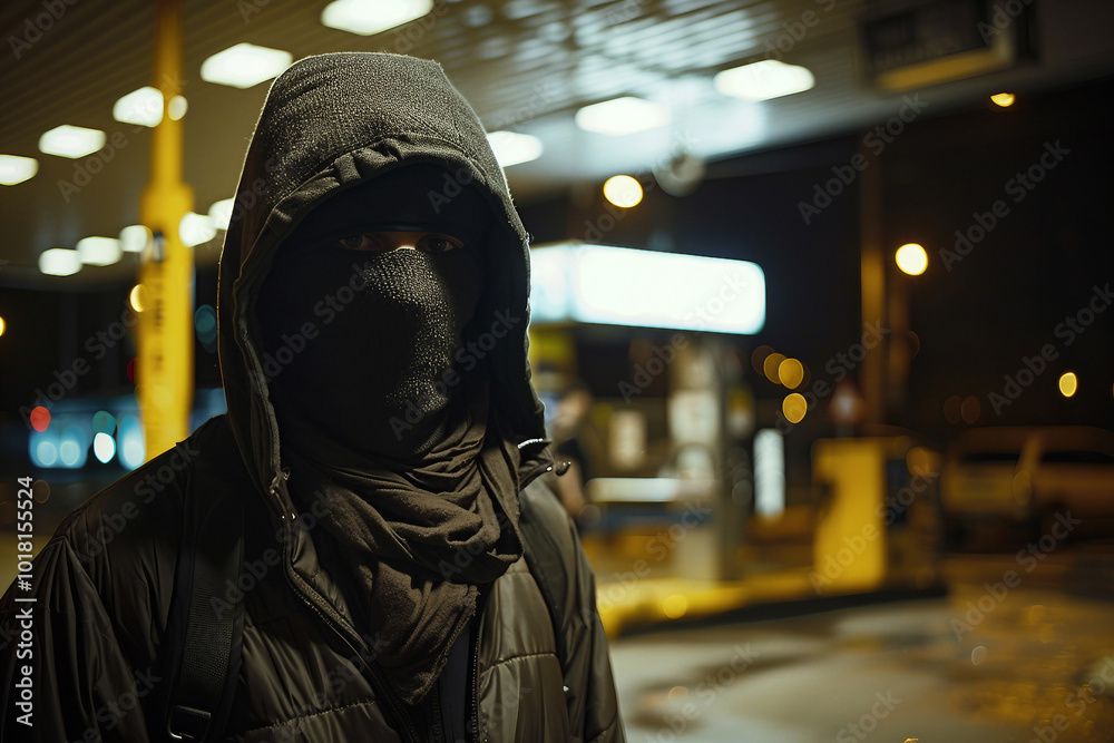 Thief in black clothes criminal action shop lifting street violence citizen robbery, Generative AI Thief in black clothes criminal action shop lifting street violence citizen robbery, Generative AI