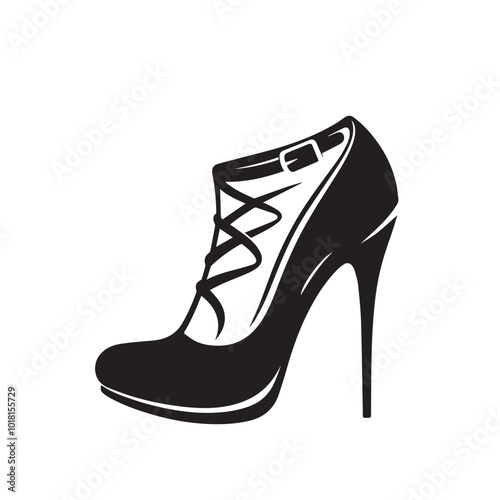 Shoe vector logo. High heel shoe vector silhouette design. women's shoes silhouette vector design. 