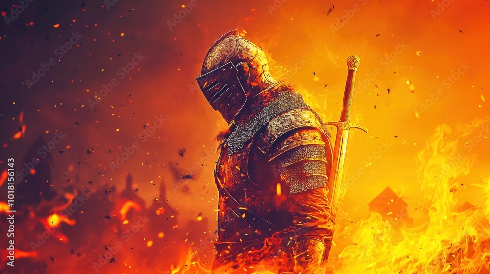 Ancient Warrior in Flames: Epic Realism Ancient Warrior in Flames: Epic Realism