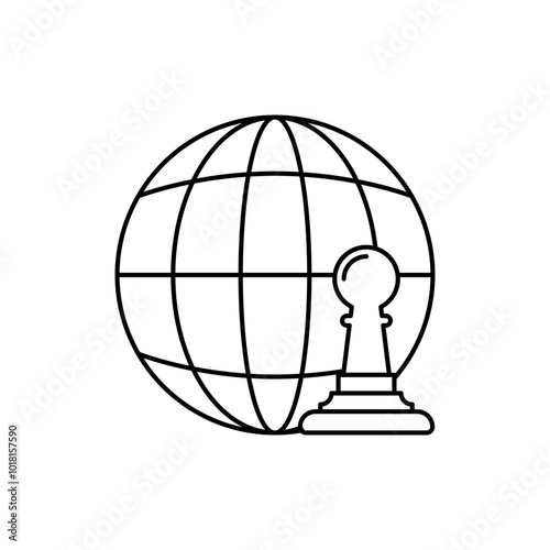 The chess pawn and globe icons, symbolize international strategy, International Business icons
