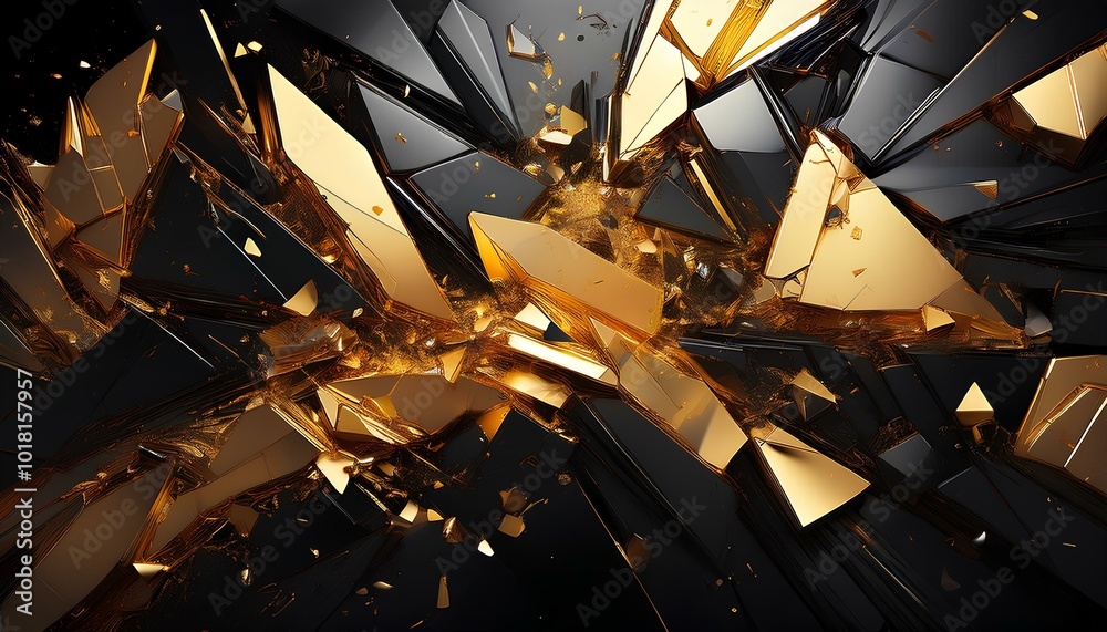 Fototapeta premium abstract background featuring shattered glass fragments with realistic reflection