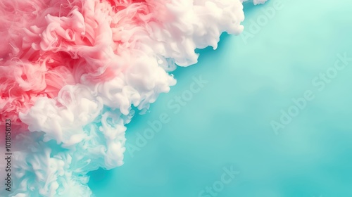 Vibrant pink and white clouds blend harmoniously against a soft blue background, creating an eye-catching abstract composition.