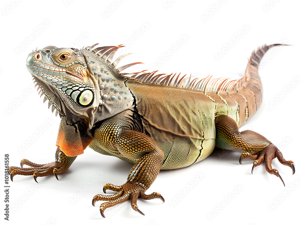 Fototapeta premium brown iguana isolated on white background