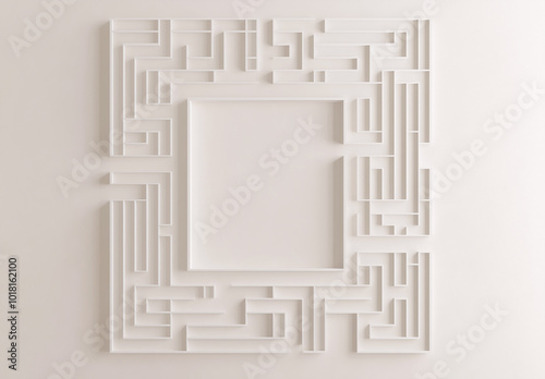 A white maze with a square in the middle