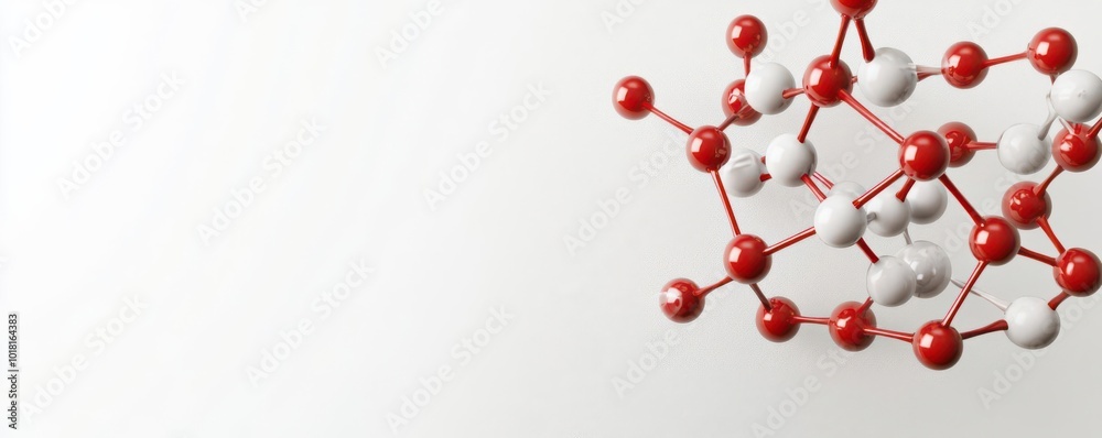 Scientific 3D render of a molecule with atoms connected by bonds, floating in a light background, ideal for medical research presentations Scientific 3D render of a molecule with atoms connected by bonds, floating in a light background, ideal for medical research presentations