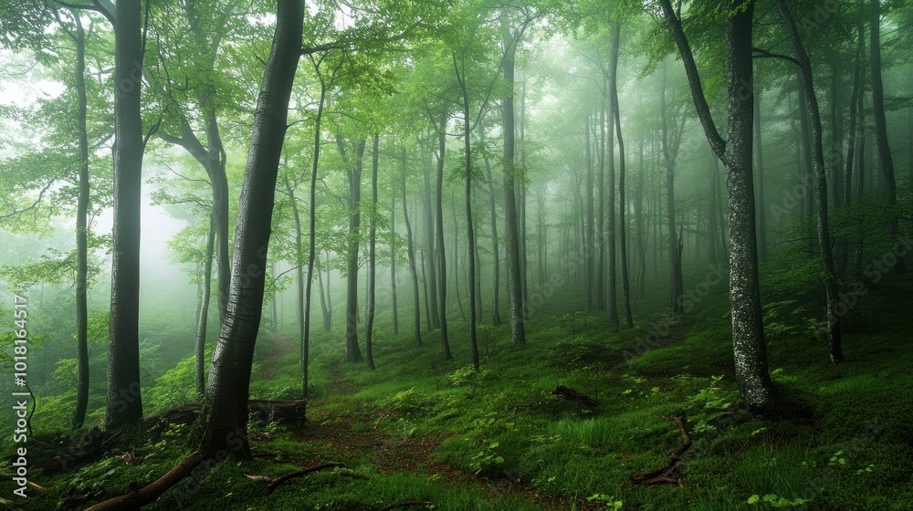 Obraz premium Misty Forest Path