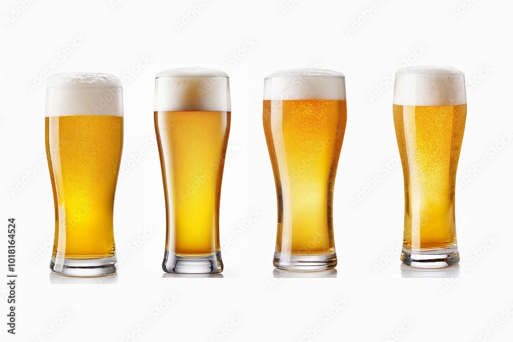 Close up of Glasses of chilled white beer isolated on white background. Close up of Glasses of chilled white beer isolated on white background.