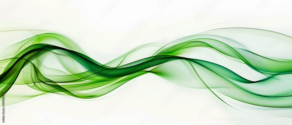 Obraz premium Light green wave abstract on white background ,abstract green background with smooth lines in it and space for text