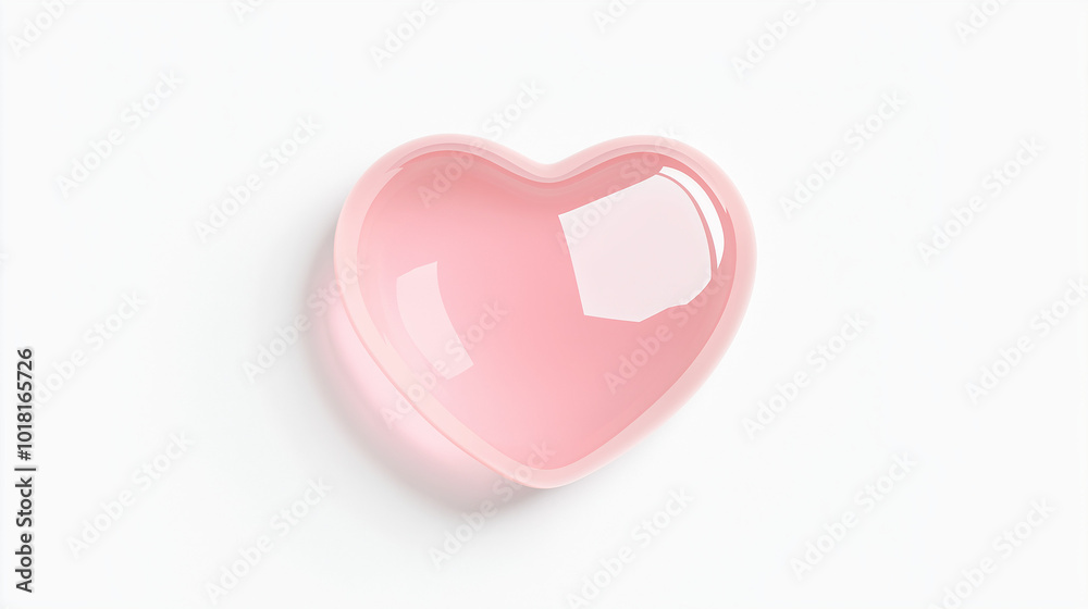 Fototapeta premium pink heart isolated on white background, A pink 3D heart with a bouncy jelly texture