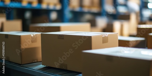 Storage facility with stacked cardboard boxes ready for shipping and delivery, showcasing organized logistics and business operations.