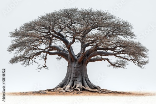 A robust baobab tree with a thick, wide trunk  photo