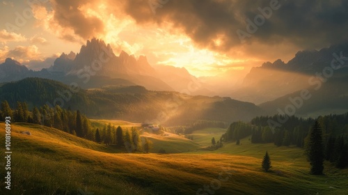 Dramatic Dolomites Peaks at Dawn's Golden Light