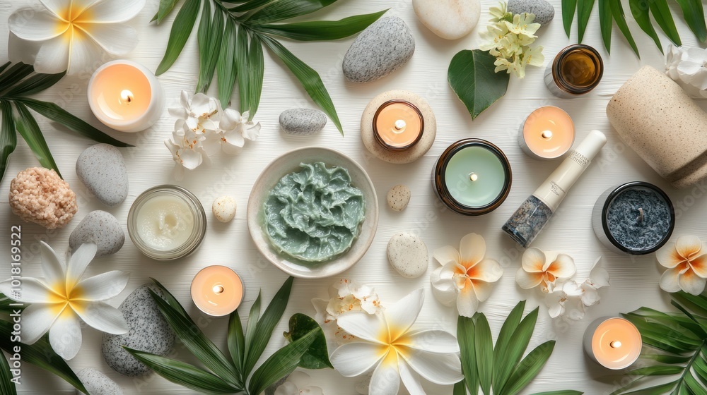Relaxing Spa Treatment With Candles and Flowers Relaxing Spa Treatment With Candles and Flowers