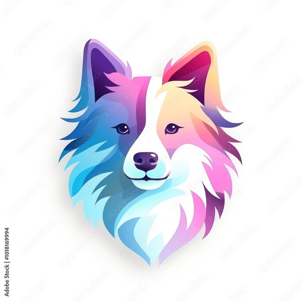 Naklejka premium Elegant Abstract Dog Illustration in Gradient Colors on White Background. Modern Artistic Pet Concept