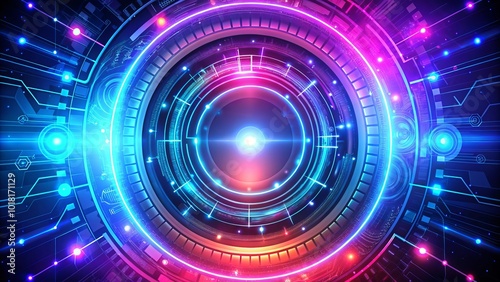 Glowing technology background with a futuristic circle UI frame, perfect for sci-fi and product photography, creating an engaging visual experience