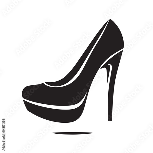 Shoe vector logo. High heel shoe vector silhouette design. women's shoes silhouette vector design. 