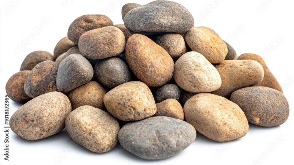 Fototapeta premium Smooth River Stones Isolated on White Background