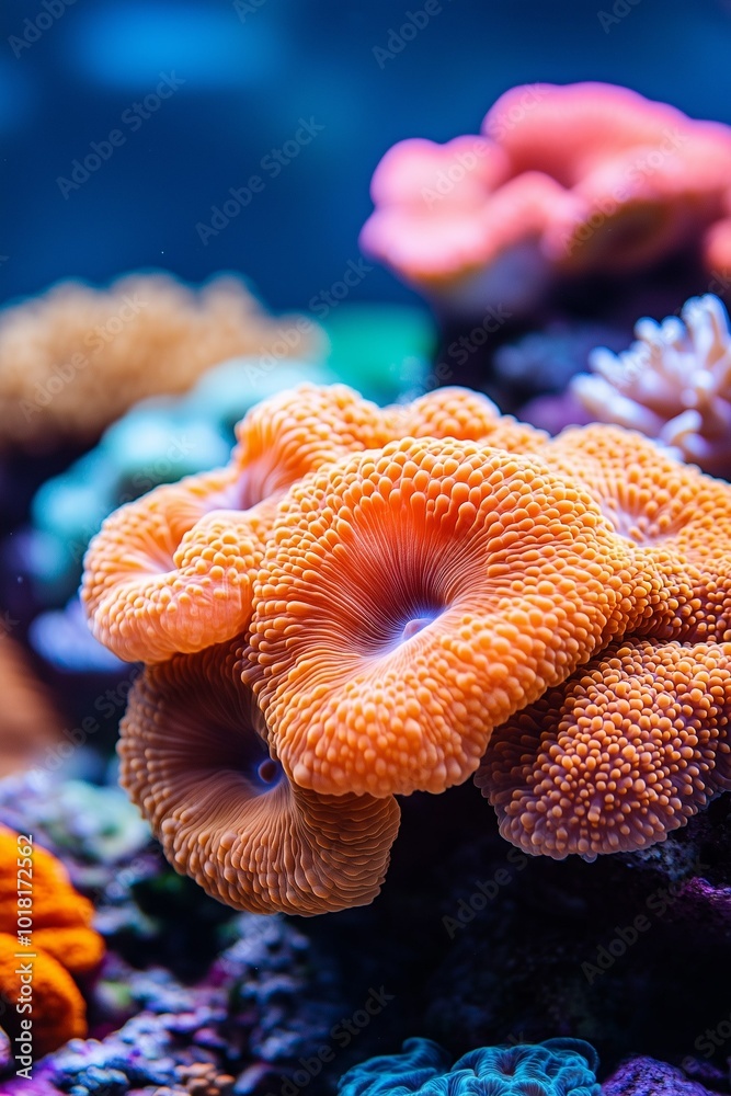 Coral reef in the sea. The underwater world. Marine tourism. Diving in coral reefs