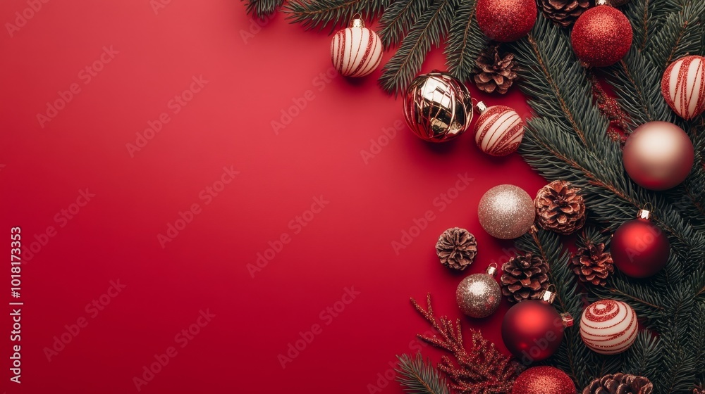 Christmas Baubles Red Backgrou Christmas Baubles Red Backgrou