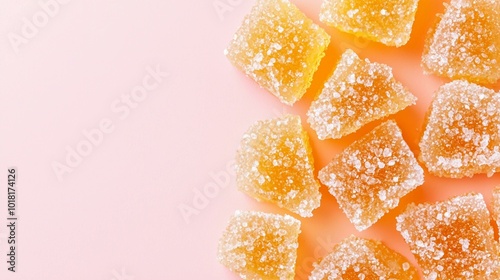 Wallpaper Mural Vibrant Orange Candy Cubes with Sugar Crystals on Soft Pastel Background Torontodigital.ca