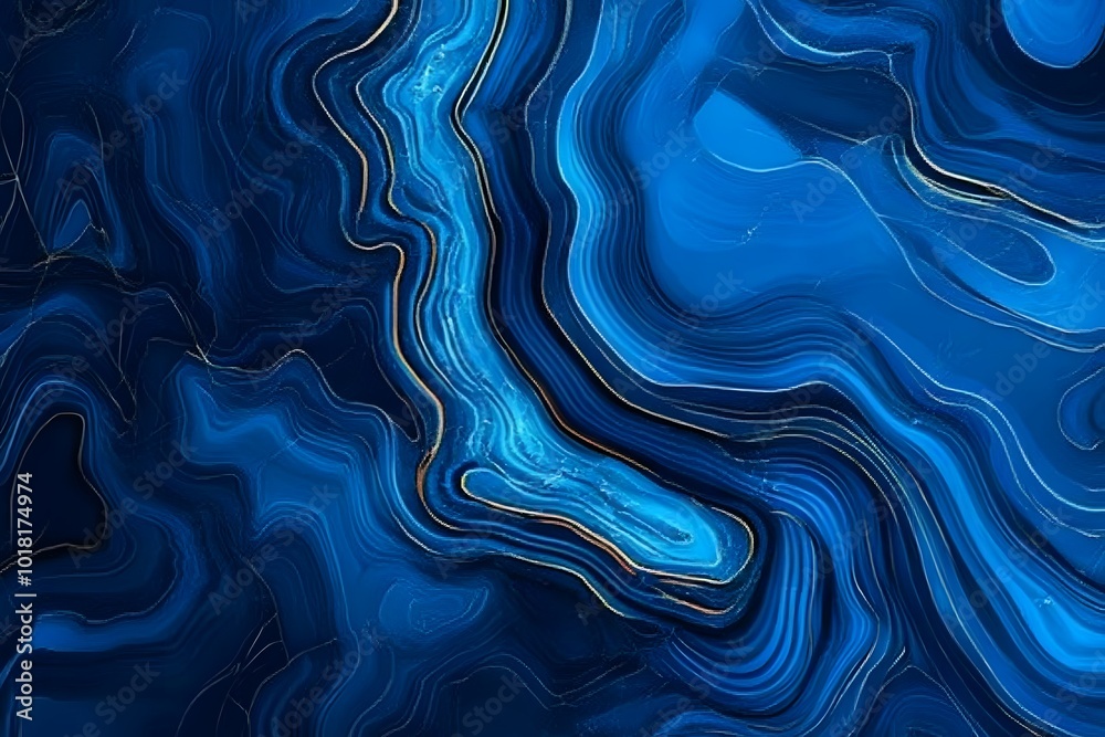 Fototapeta premium Abstract Blue Swirling Marble Texture Background