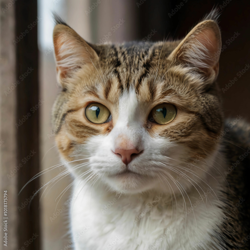 Closeup of a curious cat looking directly Closeup of a curious cat looking directly