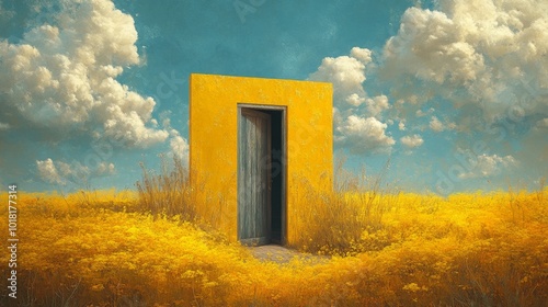 Yellow Door in Field.