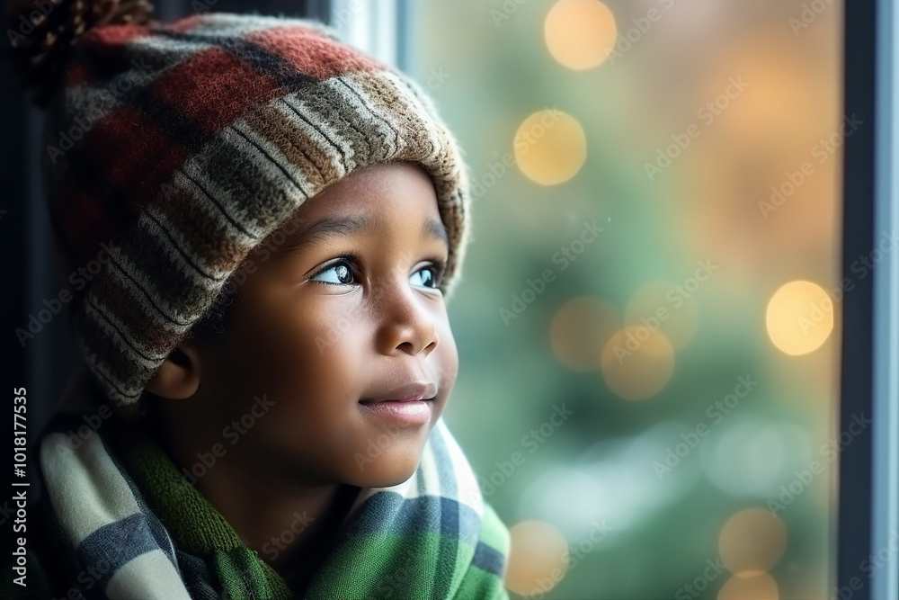 Adorable little child waiting santa in xmas night fell asleep sweet dreams, Generative AI illustration Adorable little child waiting santa in xmas night fell asleep sweet dreams, Generative AI illustration