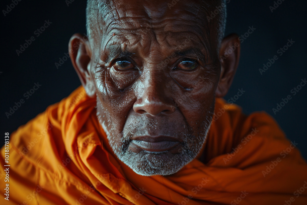 Generative AI image of monk meditating peace and harmony Generative AI image of monk meditating peace and harmony